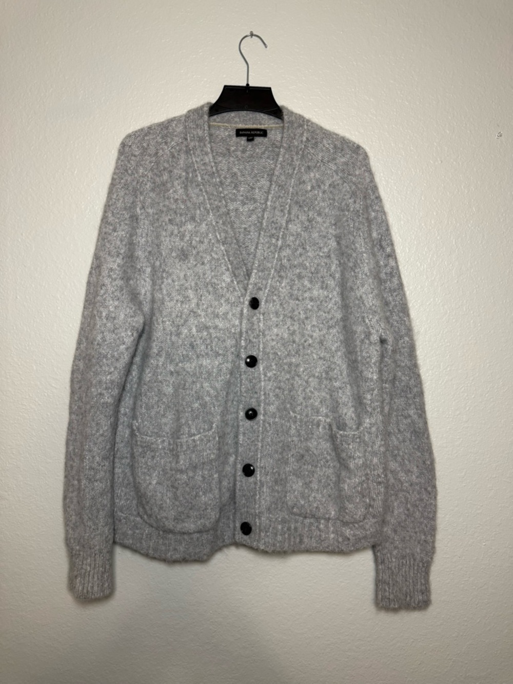Banana Republic Gray Alpaca Blend Knit Cardigan Sweater Size XL Button Pockets